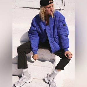 💙 NEW FREE PEOPLE MIDNIGHT MOON BOMBER JACKET